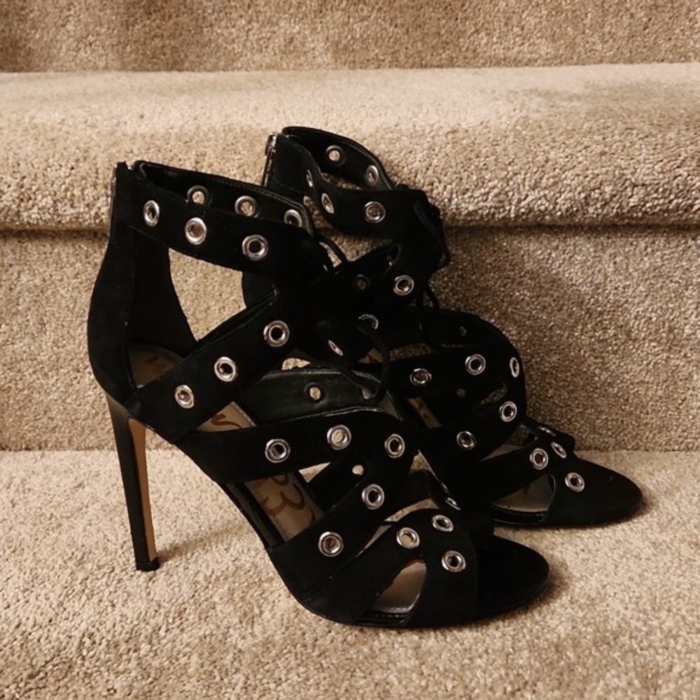 Sam Edelman "Phoebe" Black Suede Stiletto High Heels Size 8